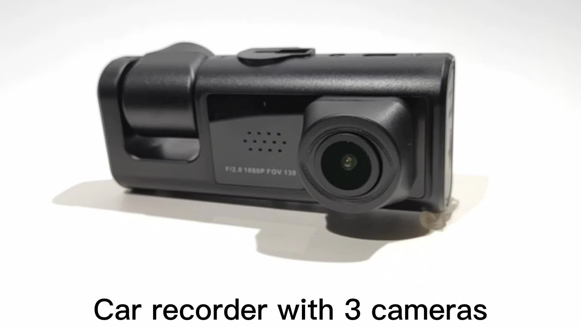 3 Camera Lens Car DVR 3-Channel Dash Cam HD 1080P Dash Camera Dual Lens Dashcam Video Recorder Black Box Car ParMonitoring Insede IR Night Vision