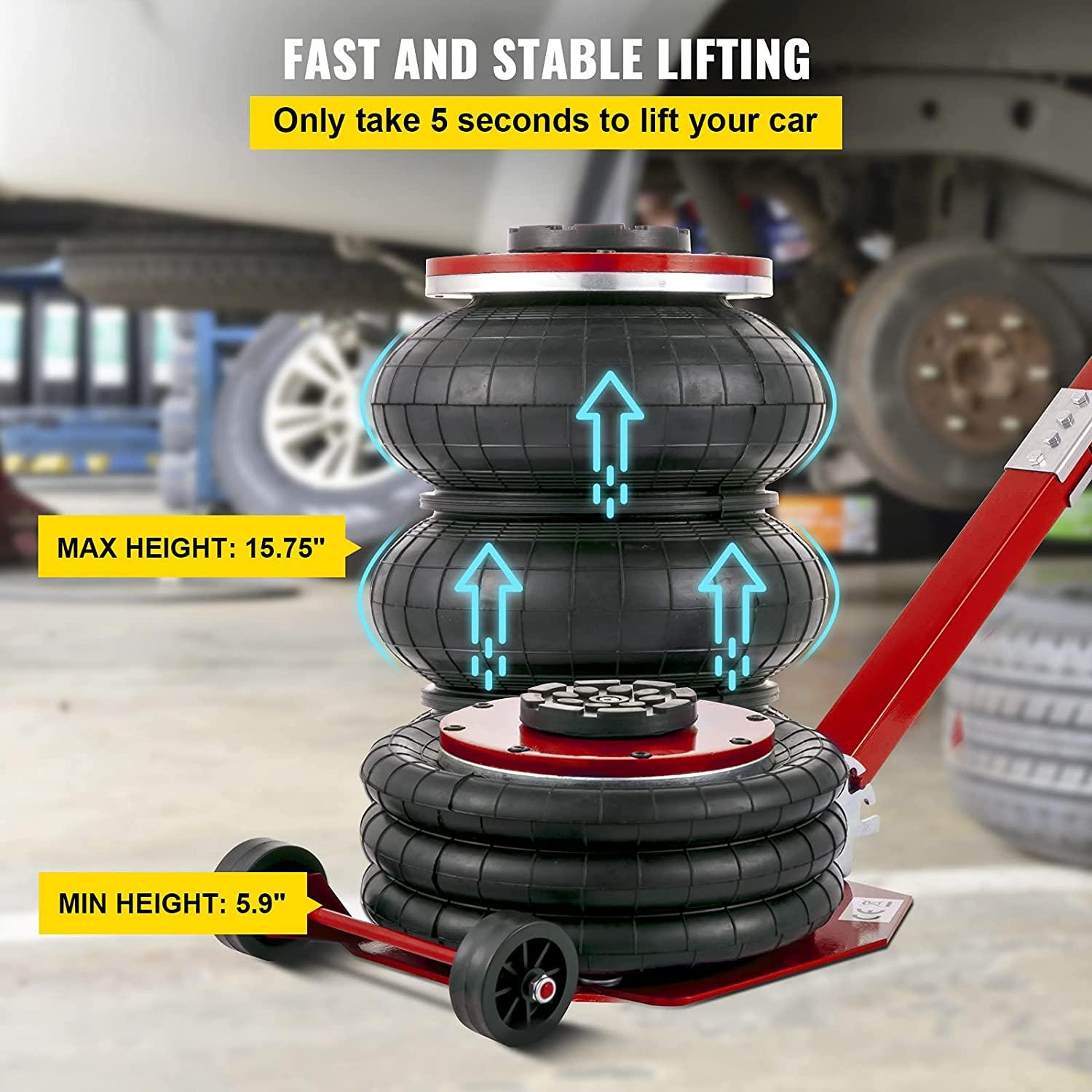 Bag Air Jack 6600lbs Capacity, Folding Rod Fast Lifting, Pneumatic Jack  Lift 3T, Pneumatic Car Jack with Two Wheels for  Car Lifting Jack Repair