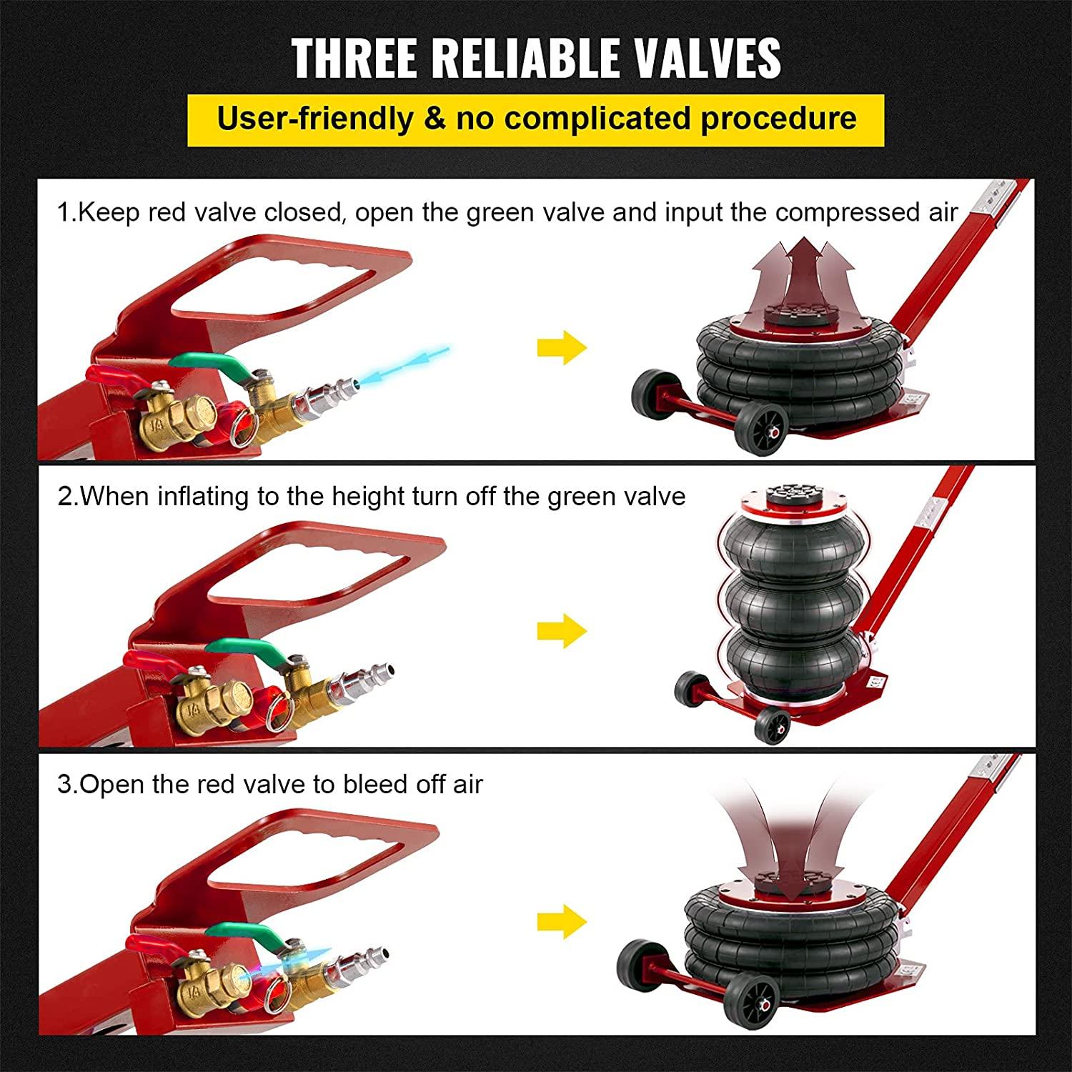 Bag Air Jack 6600lbs Capacity, Folding Rod Fast Lifting, Pneumatic Jack  Lift 3T, Pneumatic Car Jack with Two Wheels for  Car Lifting Jack Repair