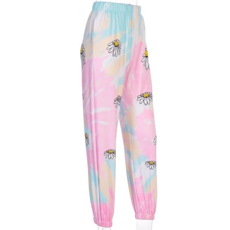 high waist tie dye sweat pants