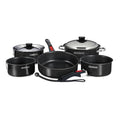 "Nesting" 10-Piece Induction Compatible Cookware - Jet Black Exterior & Sl