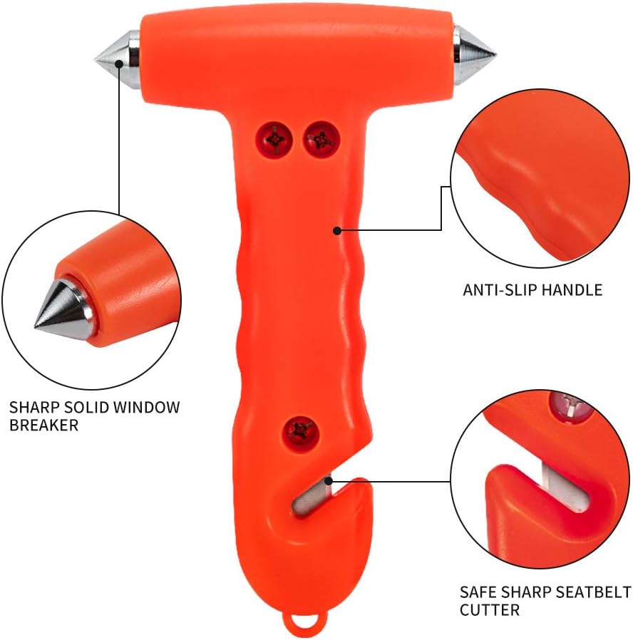 MOTORBUDDY Car Safety Hammer 2-Pack, Auto Emergency Escape Hammer with Window Breaker and Seat Belt Cutter, Striking Red Emergency Escape Tool for Car Accidents