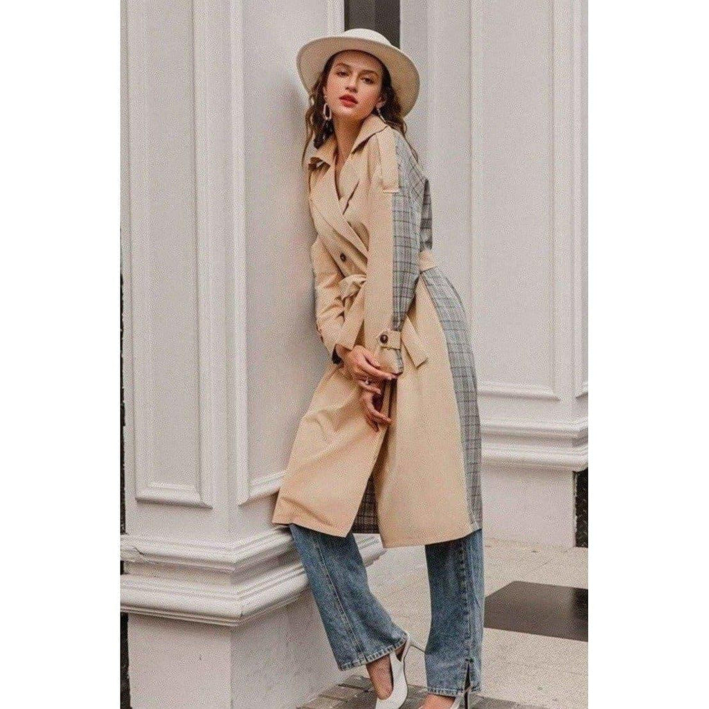 tarina contrast trench coat