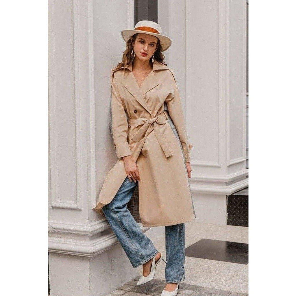 tarina contrast trench coat
