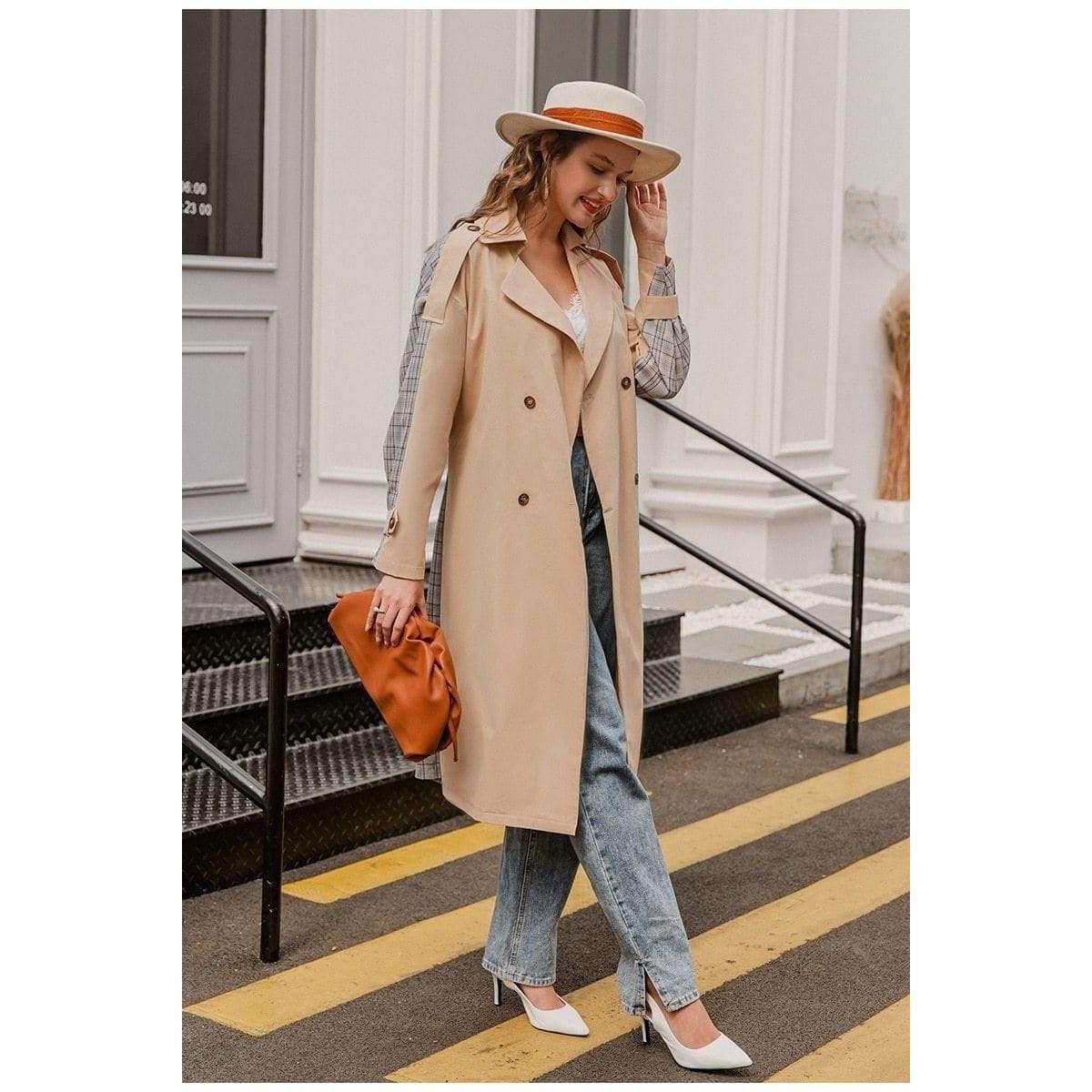 tarina contrast trench coat