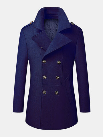 mens woolen double breasted lapel collar british style overcoats