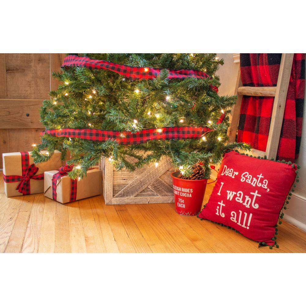 Farmhouse Deluxe 27 in. W x 14.5 in. H, 37 in. Dia, White Wash Decorative Christmas Tree Box Collar