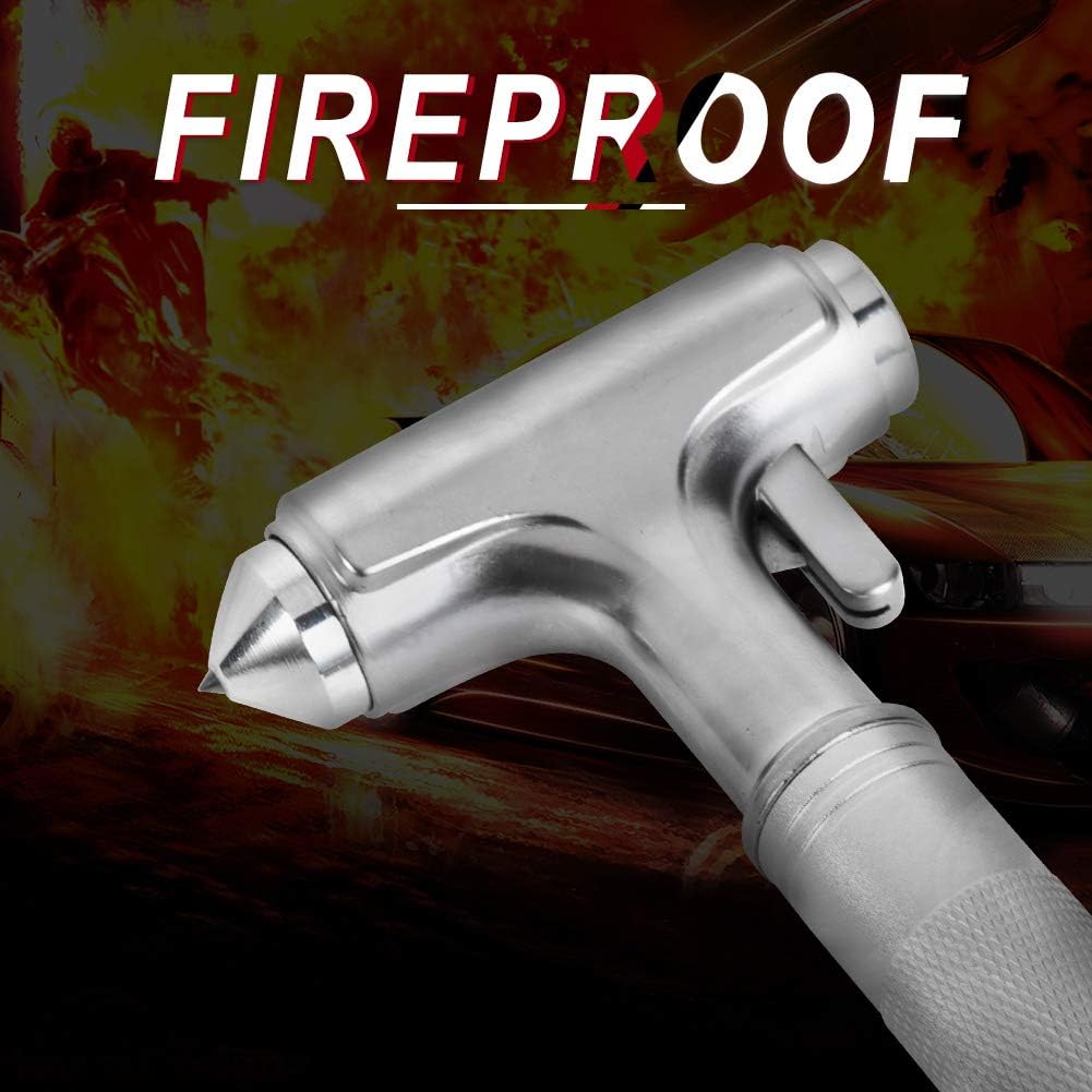 MOTORBUDDY Car Safety Hammer, Fireproof Metal Emergency Escape Hammer with Hard Alloy Head Window Breaker and Seat Belt Cutter, Aluminium Alloy Emergency Escape Tool for Car Accidents