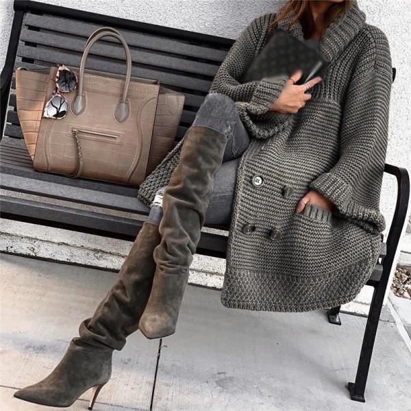 Loose Solid Color Knit Cardigan