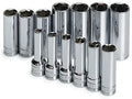 SK Professional Tools 1863 13-Piece 3/8 in. Drive 6-Point Deep Metric Socket Set - Chrome Socket Set with Super Chrome Finish | Set of 13 Sockets Made in USA