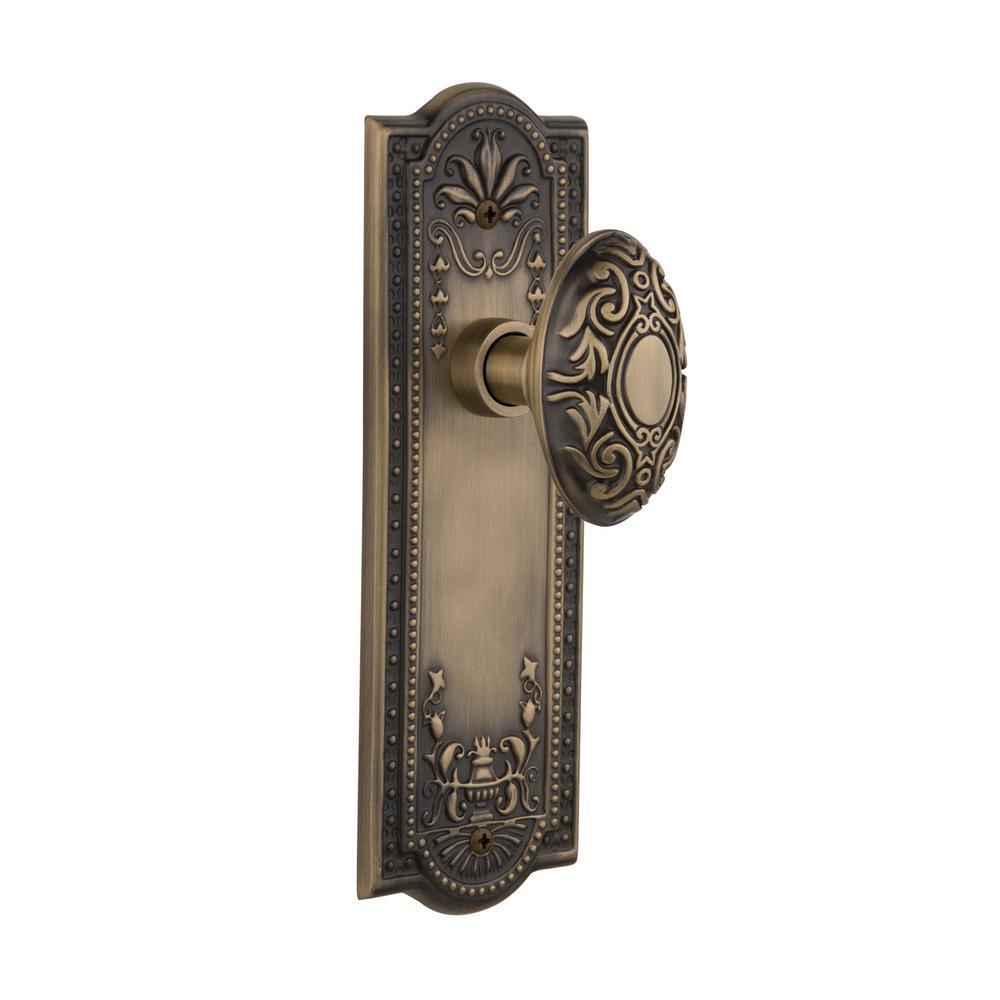 Meadows Plate 2-3/4 in. Backset Antique Brass Privacy Bed/Bath Victorian Door Knob