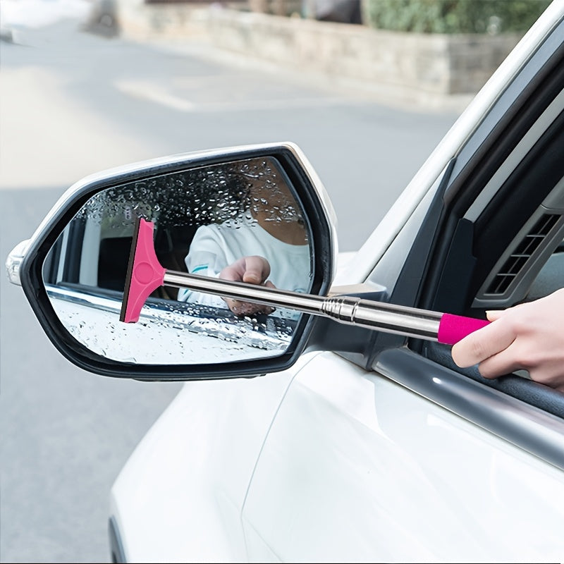 Portable Rearview Mirror Wiper Retractable Car Window Cleaning Brush With SponCleaner Remover