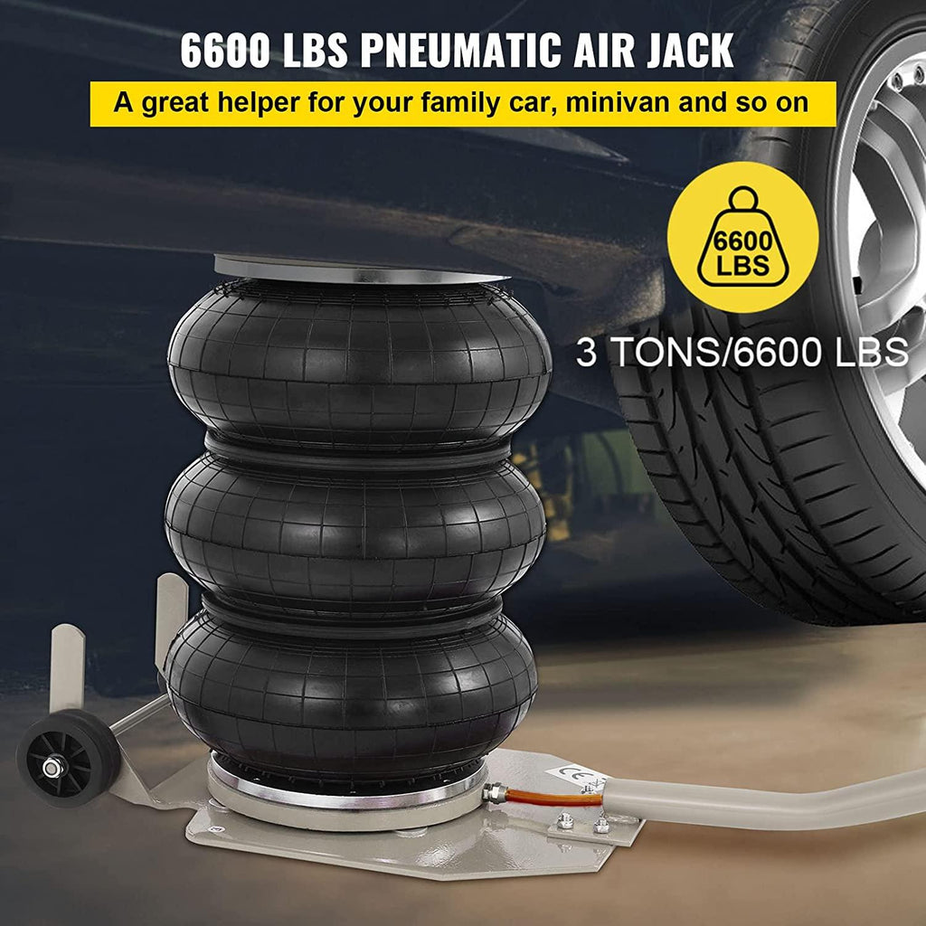 BestEquip 3 Bag Air Jack 6600LBS Capacity Pneumatic Jack 16 Inch Lifting Height Pneumatic Air Jack Fits on Soft and Easy-Collapsing Terrain (6600LBS)