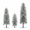 LuxenHome Pre-Lit LED Flocked Fir Slim Artificial Christmas Trees - Set of 3