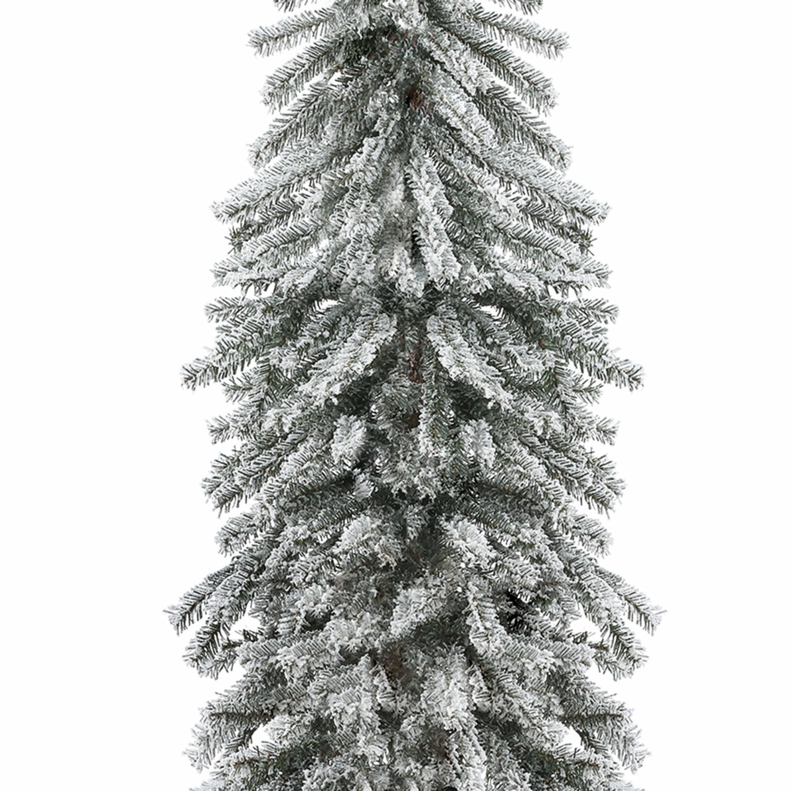 LuxenHome Pre-Lit LED Flocked Fir Slim Artificial Christmas Trees - Set of 3