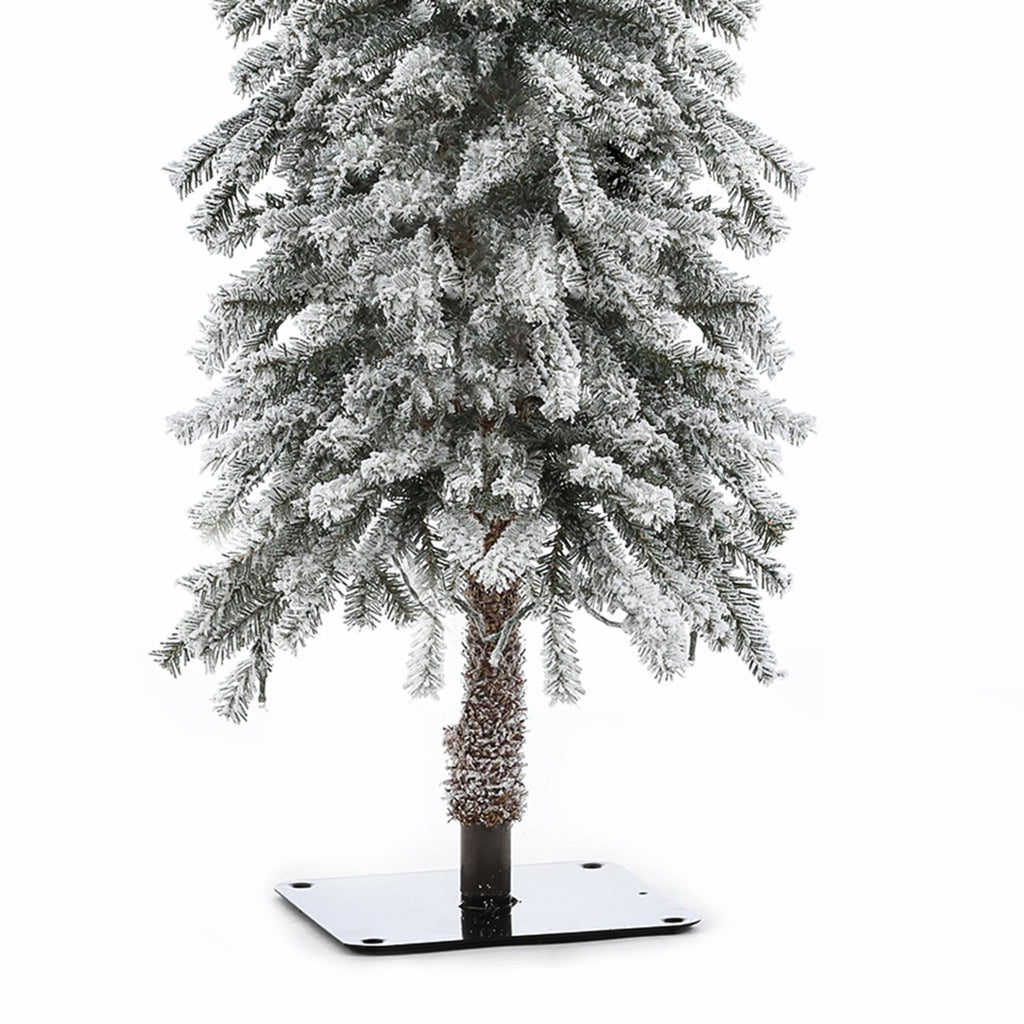 LuxenHome Pre-Lit LED Flocked Fir Slim Artificial Christmas Trees - Set of 3