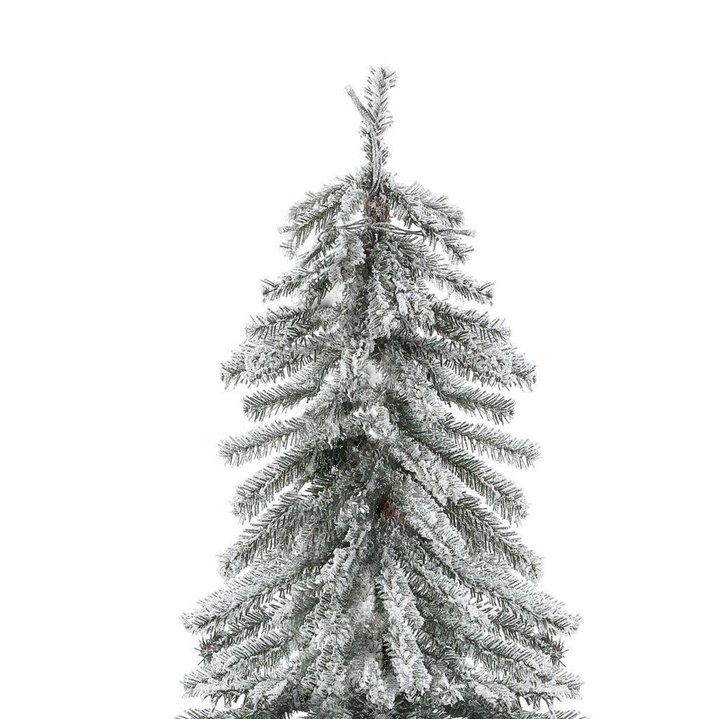 LuxenHome Pre-Lit LED Flocked Fir Slim Artificial Christmas Trees - Set of 3