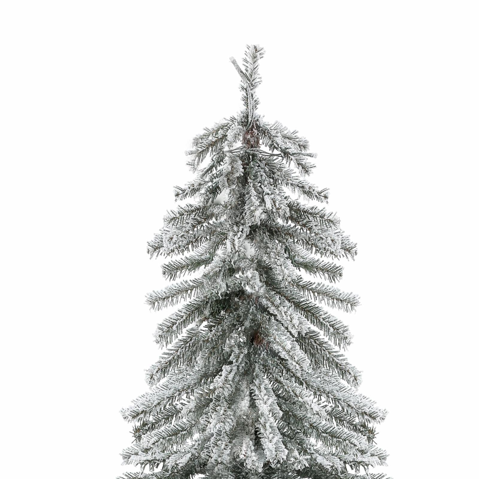 LuxenHome Pre-Lit LED Flocked Fir Slim Artificial Christmas Trees - Set of 3