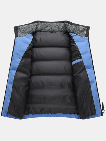 mens windproof warm stand collar thicken solid overcoats with pocket