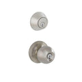Satin  Steel Single Cylinder Deadbolt and Morrow Entry Door Knob Combo Pack