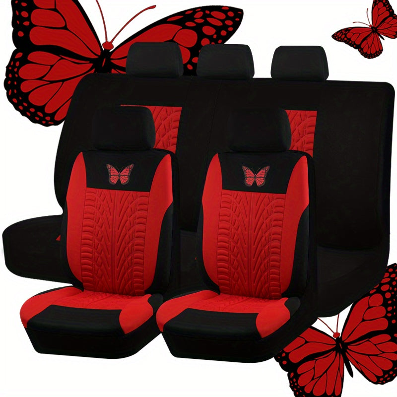 Upgrade Your Car Interior with a Universal Butterfly Pattern Tire Shape Auto Seat Cover Set - Airbag Safe &amp; Perfect for Trucks, Vans &amp; SUVs!