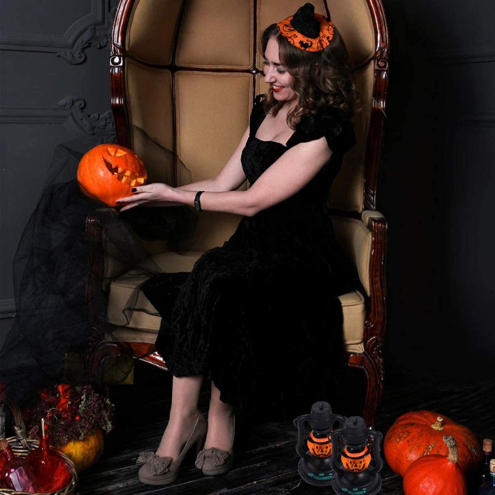 Bestope 2pcs/set Halloween Pumpkin Lantern Led Ghost Lights Halloween Lantern Light for Home Party Decoration