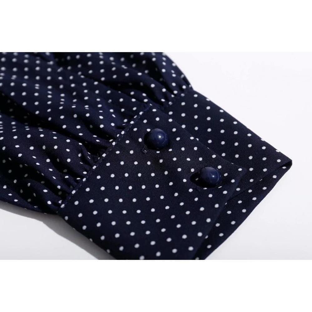 polka dot long sleeve midi dress