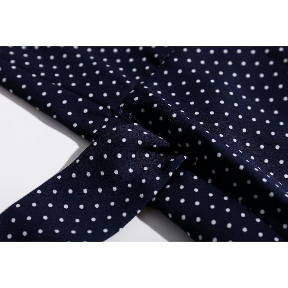 polka dot long sleeve midi dress