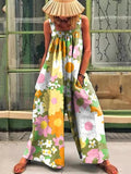 Ladies Cotton And Linen Butterfly Casual Printed Wide-leg Pa