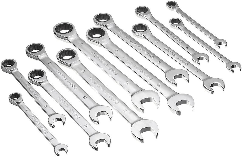 Wchaoen 12pc Metric Ratcheting Spanner Combination Wrenche Hand Tools 9mm-18mm CR-V Steel Tool accessories