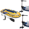 Challenger 3 Inflatable Raft Boat Set &amp; 2 Eight Speed Trolling Motors