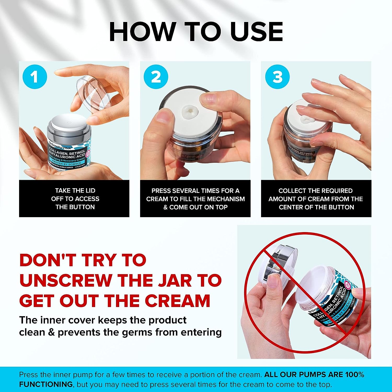 SimplyVital Face Moisturizer Collagen Cream - Anti Aging Neck and Décolleté - Made in USA Day &amp; Night Face Cream - Moisturizing, Lifting &amp; Recovery - 1.7oz