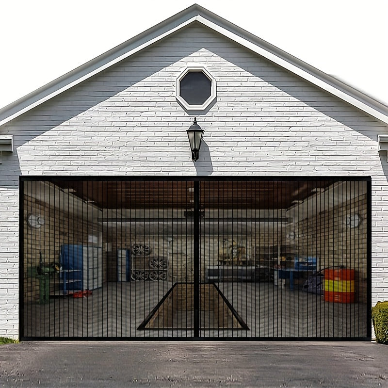 Double GaraScreen Door, 13*6.56FT Magentic GaraDoor Net For 2 Car GaraDoor Screen, Fiberglass GaraScreen Cover Kit, Magnets And Weighted