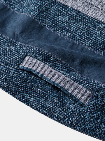 mens contrast stitching stand collar zipper front knitted casual cardigans