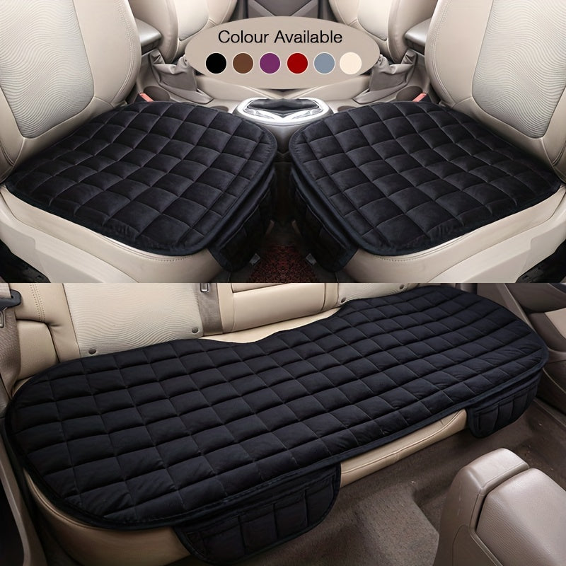 3-piece Set (52.36x19.29inch) Plush Plaid Thickened Insulation Car Seat Cushions - Car, SUV, And Truck Protectors - Car Accessories