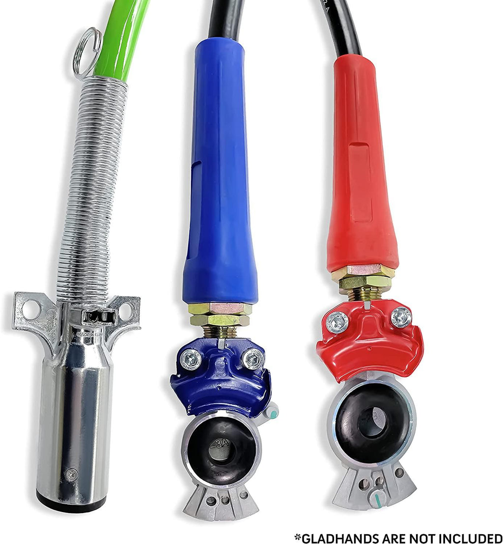TORQUE 12ft 3 in 1 ABS & Power Air Line Hose Kit Airline Air Hose Wrap 7 Way Electrical Cable Air Lines with Handle Grip Airlines for Semi Truck Trailer Tractor (TR813212)