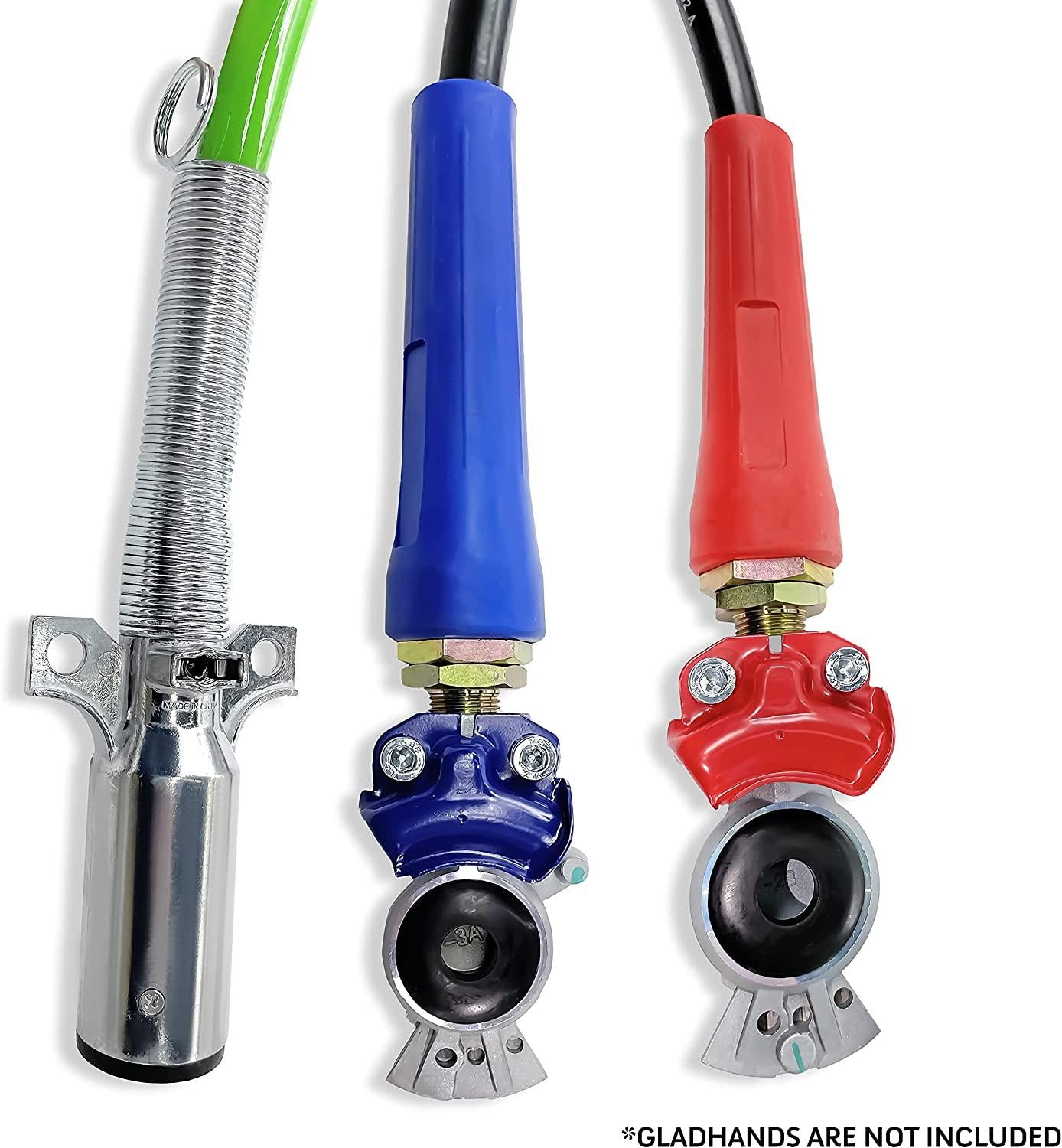 TORQUE 12ft 3 in 1 ABS & Power Air Line Hose Kit Airline Air Hose Wrap 7 Way Electrical Cable Air Lines with Handle Grip Airlines for Semi Truck Trailer Tractor (TR813212)