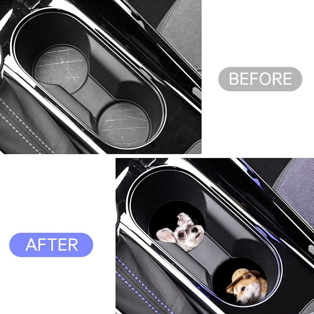 Car Coasters 2PCS 2.75" Car Cup Holder Coasters Cute Dog Animal Non-Slip Universal Insert for Most Car Interior Car Accessory for Women Girl Dog Lovers Gifts by FLYEEGO