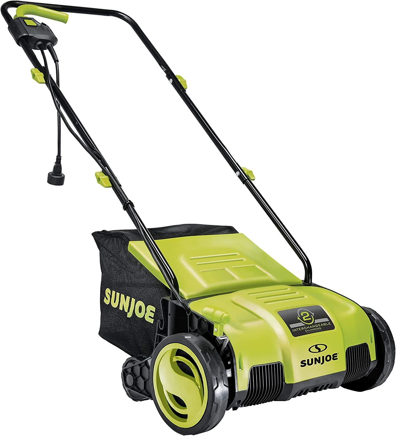 Sun Joe AJ798E 12-Amp 13-Inch Electric Dethatcher and Scarifier w/Removeable 8-Gallon Collection Bag, 4-Position Height Adjustment, Airboost Technology Increases Lawn Health