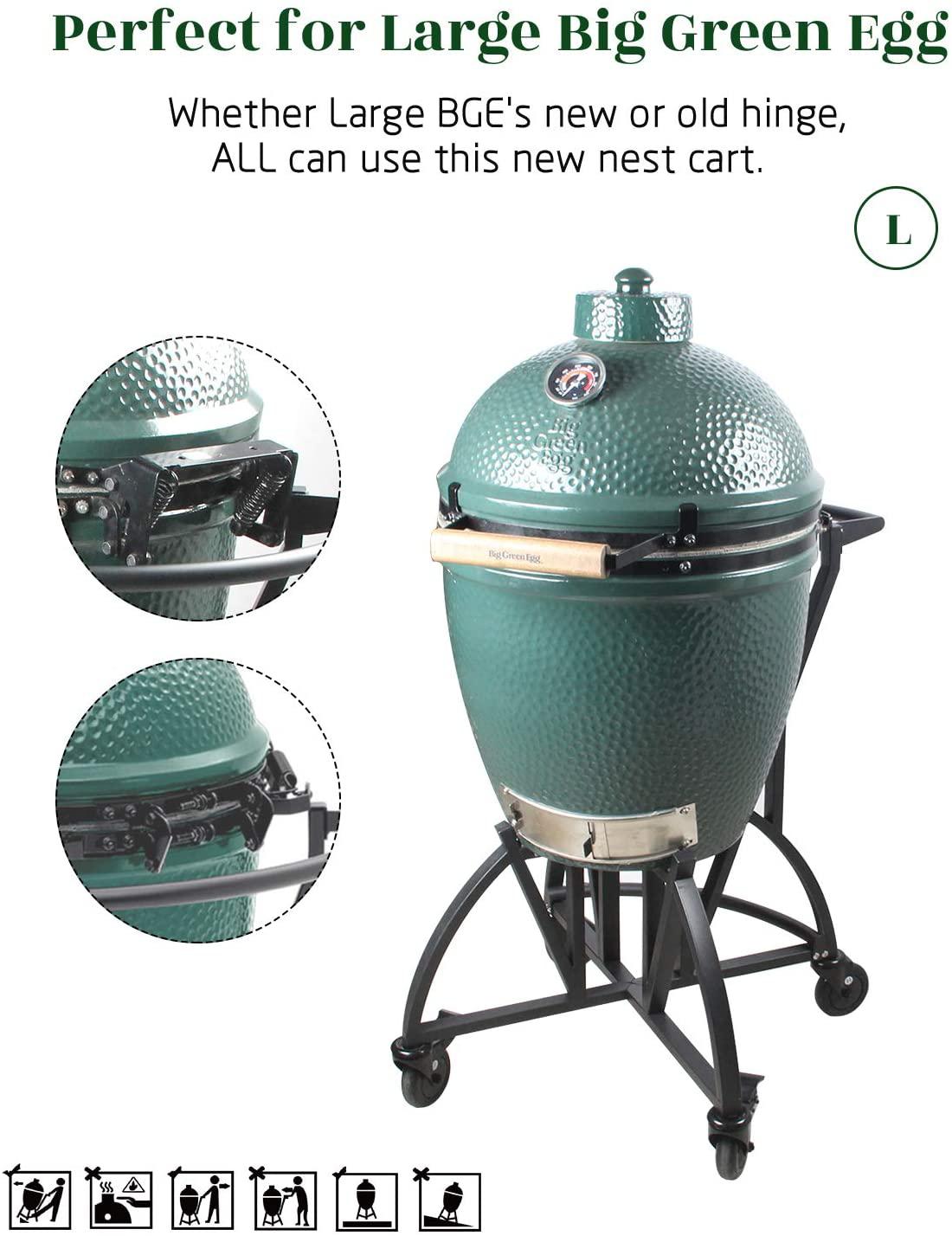 Ka Newly Grill Rolling Cart with Handler + Foot Putter for LarBig Green