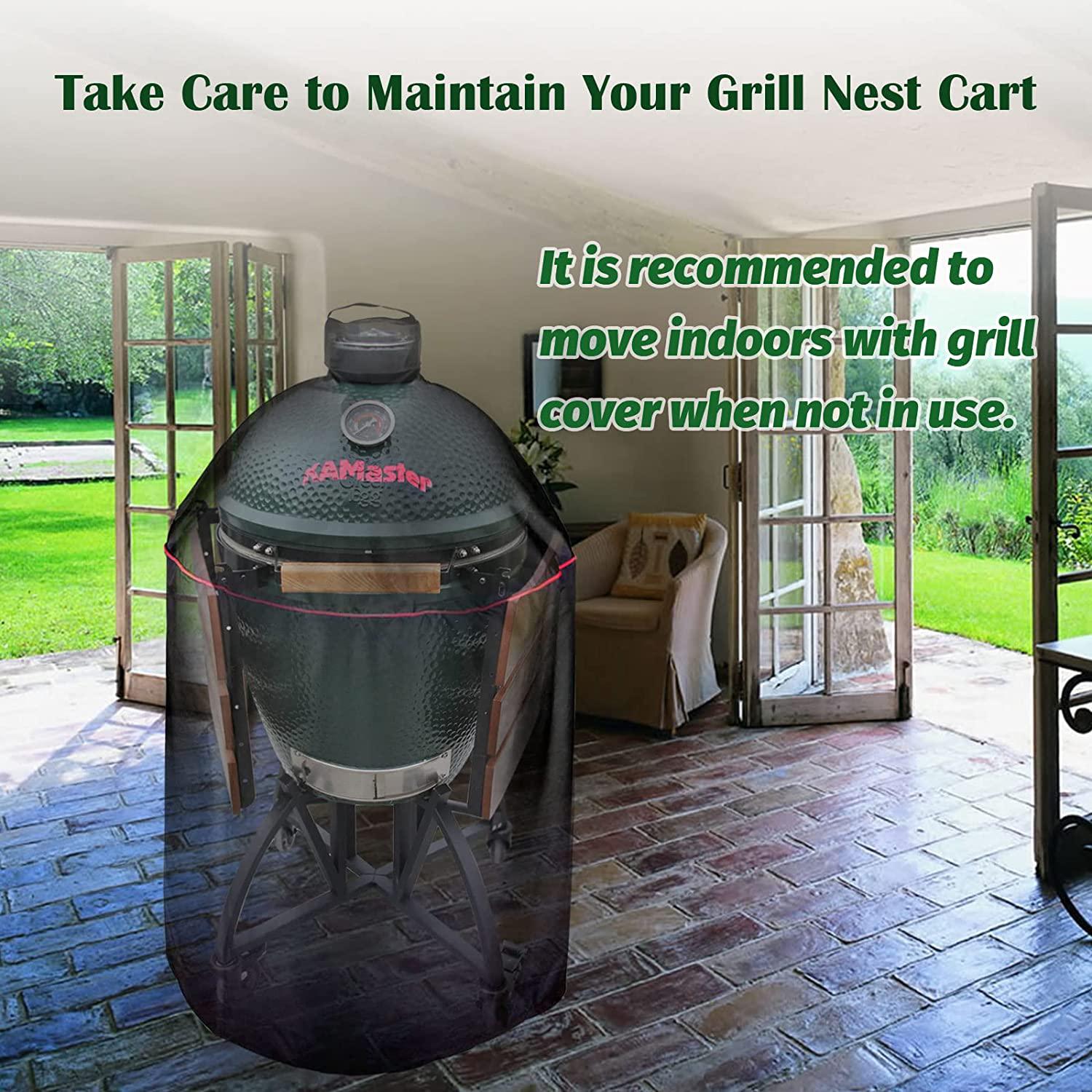 Ka Newly Grill Rolling Cart with Handler + Foot Putter for LarBig Green