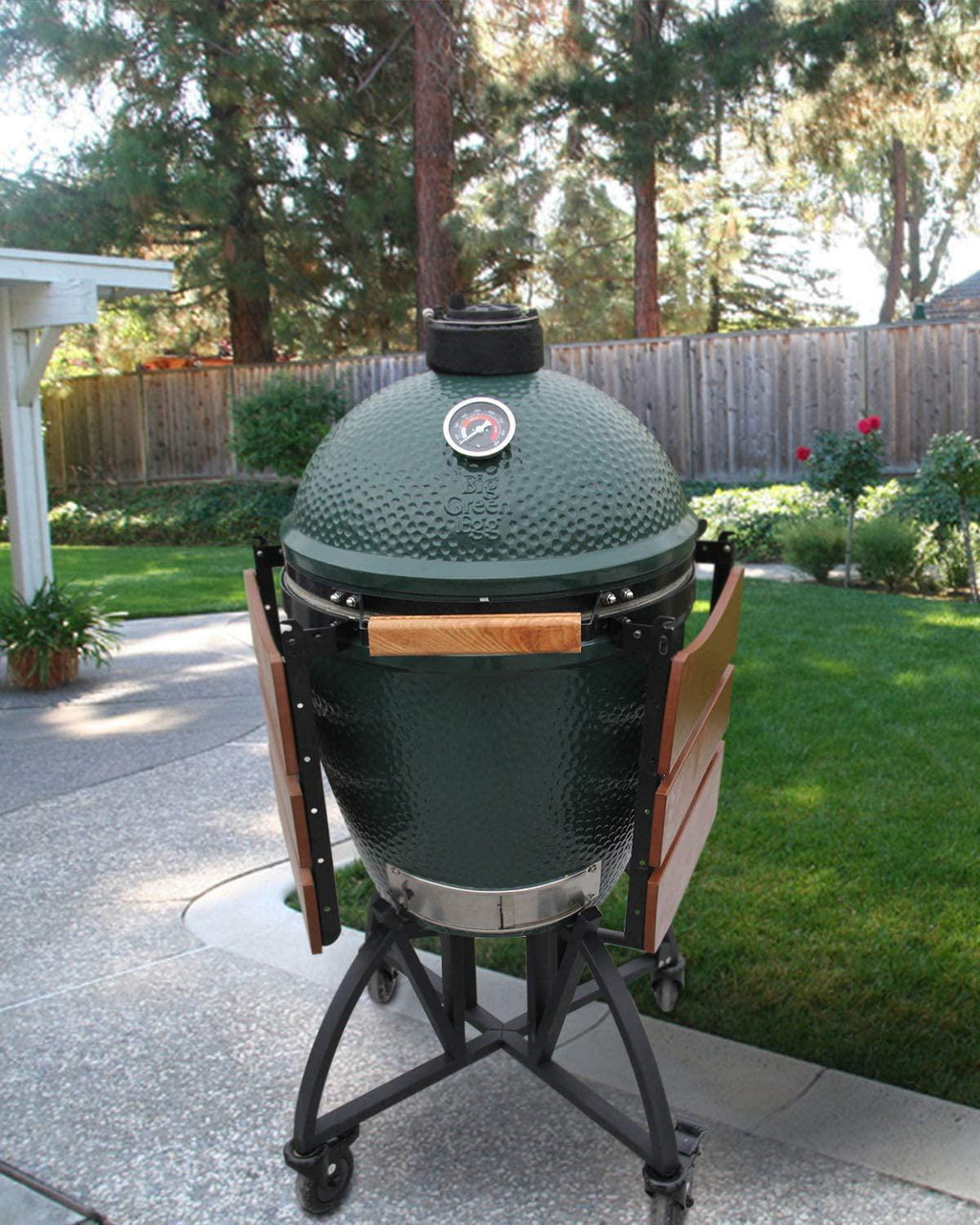 Ka Newly Grill Rolling Cart with Handler + Foot Putter for LarBig Green