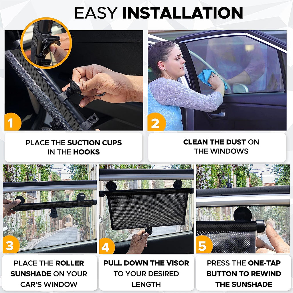 EcoNour Car Window Shades for Windows (2 Pack) | Shade Automotive Interior Sun Protection Large Offers Complete from UV Rays and Glare 18" x 20"