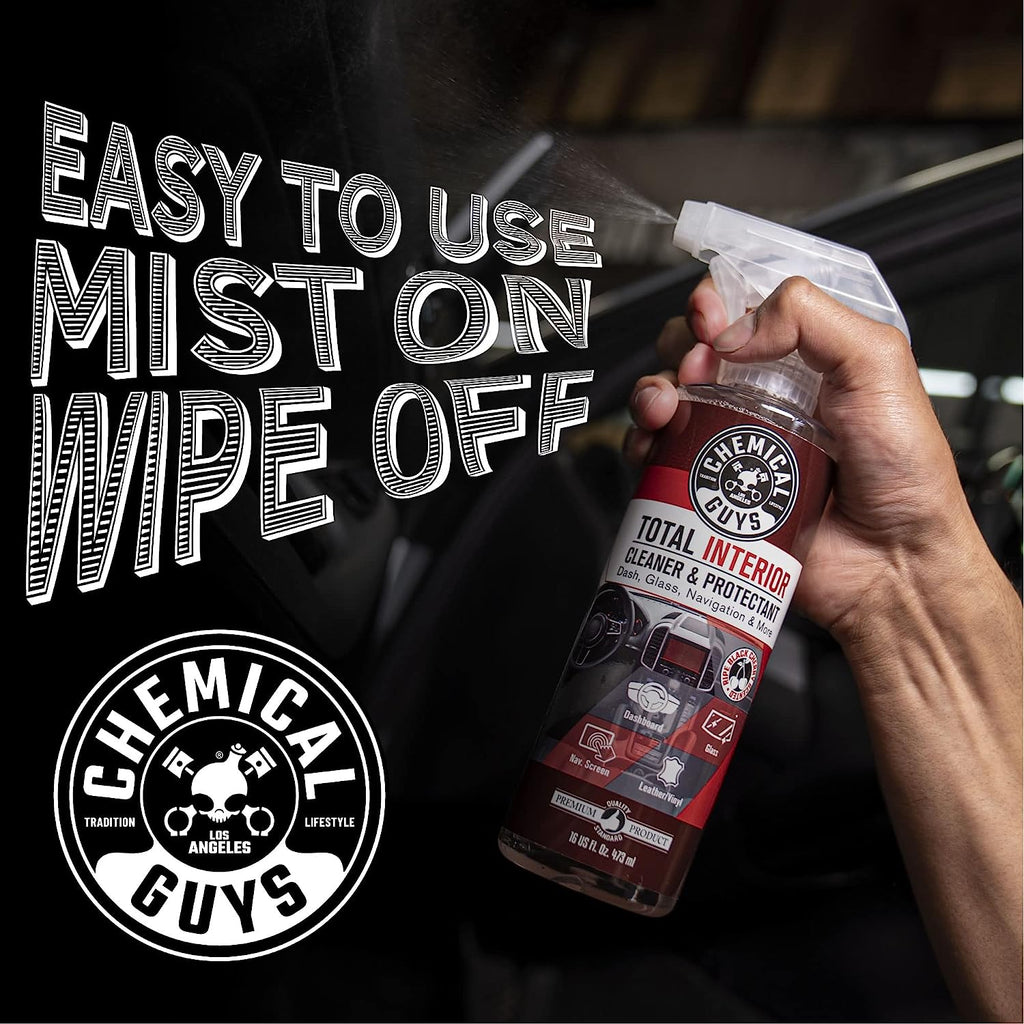 Chemical Guys SPI22516 Total Interior Cleaner &amp; Protectant (Safe on Dash, Leather, Vinyl, Plastics, Trim, Glass, Fabric &amp; More), 16 fl oz (Black Cherry Scent)