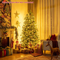 Costway 6FT Pre-Lit Hinged Christmas Tree 1664 PE &amp; PVC Tips w/ 310 Lights &amp; Foot Switch