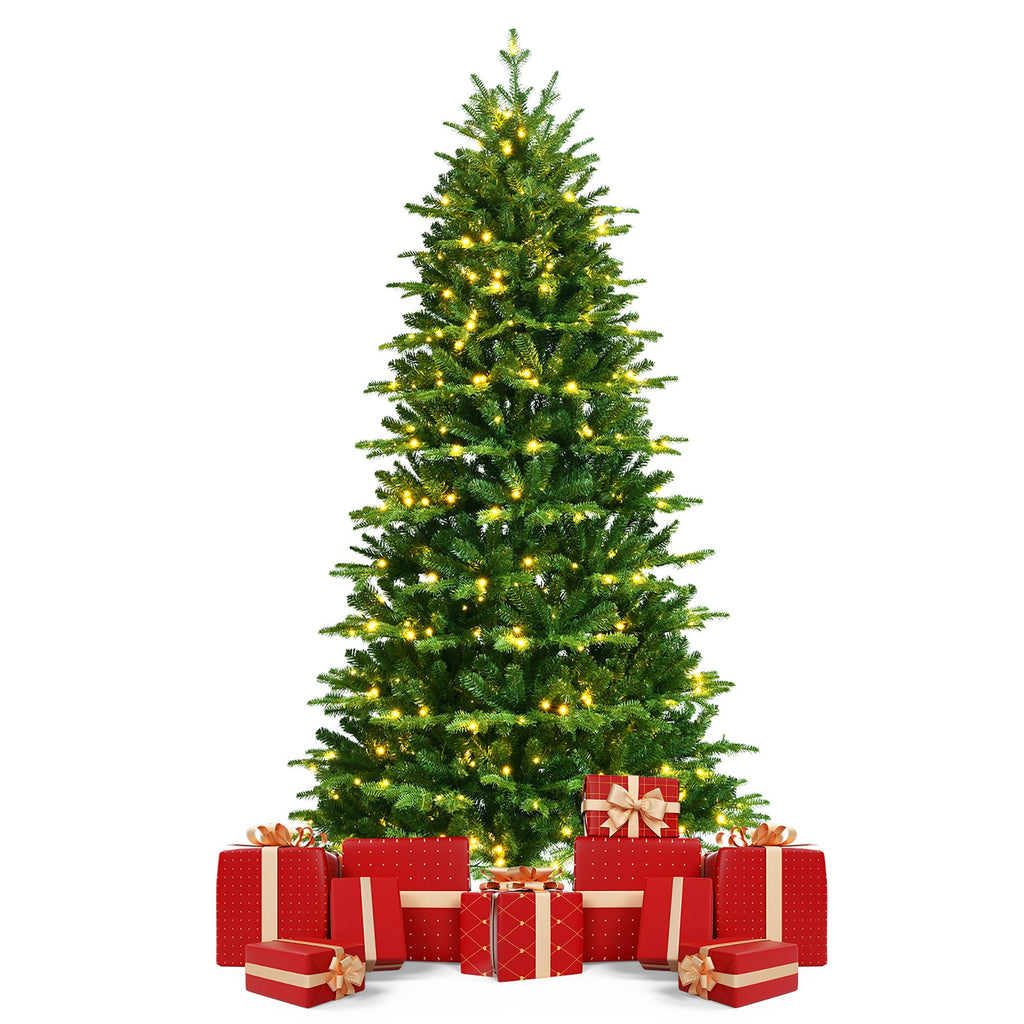 Costway 6FT Pre-Lit Hinged Christmas Tree 1664 PE &amp; PVC Tips w/ 310 Lights &amp; Foot Switch