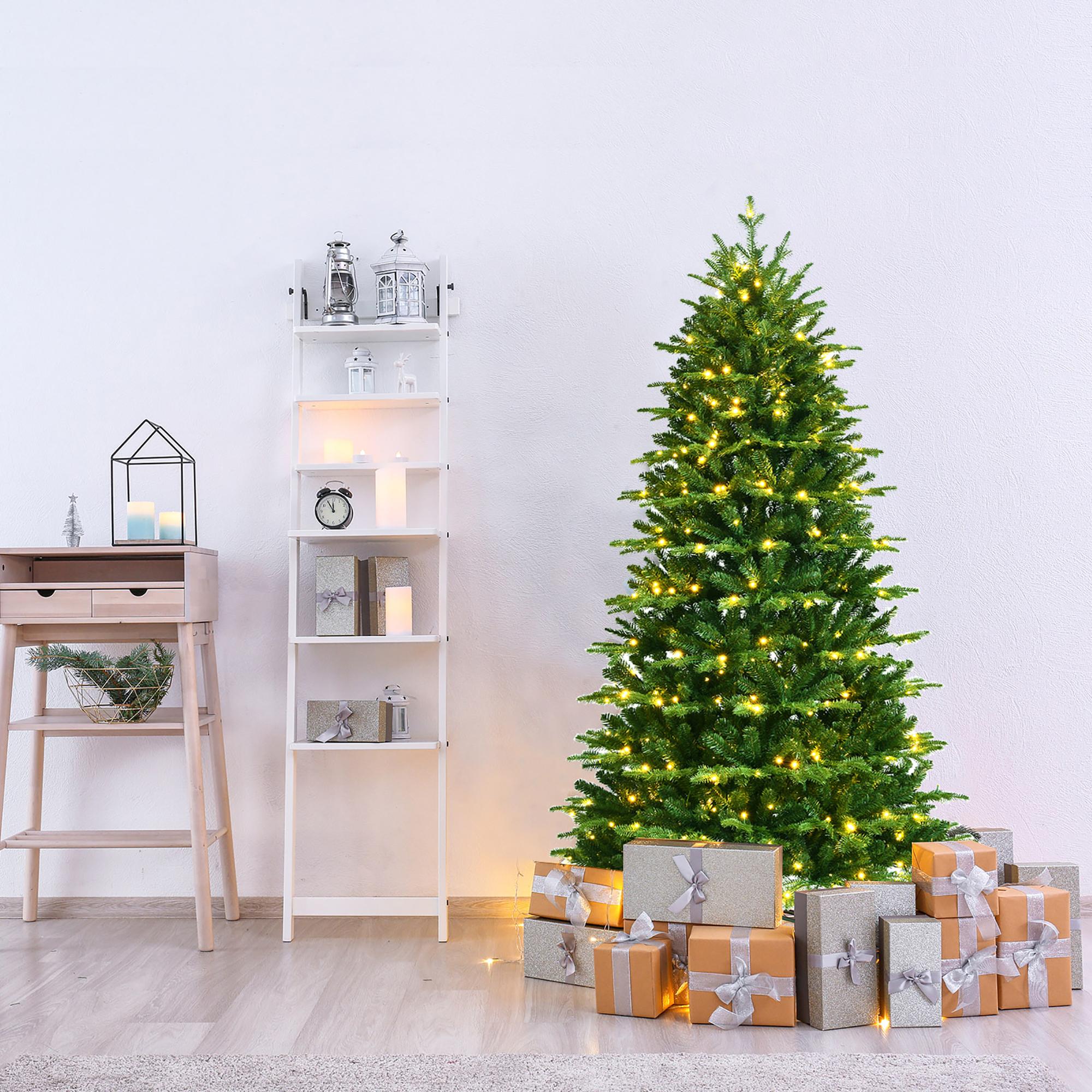 Costway 6FT Pre-Lit Hinged Christmas Tree 1664 PE &amp; PVC Tips w/ 310 Lights &amp; Foot Switch