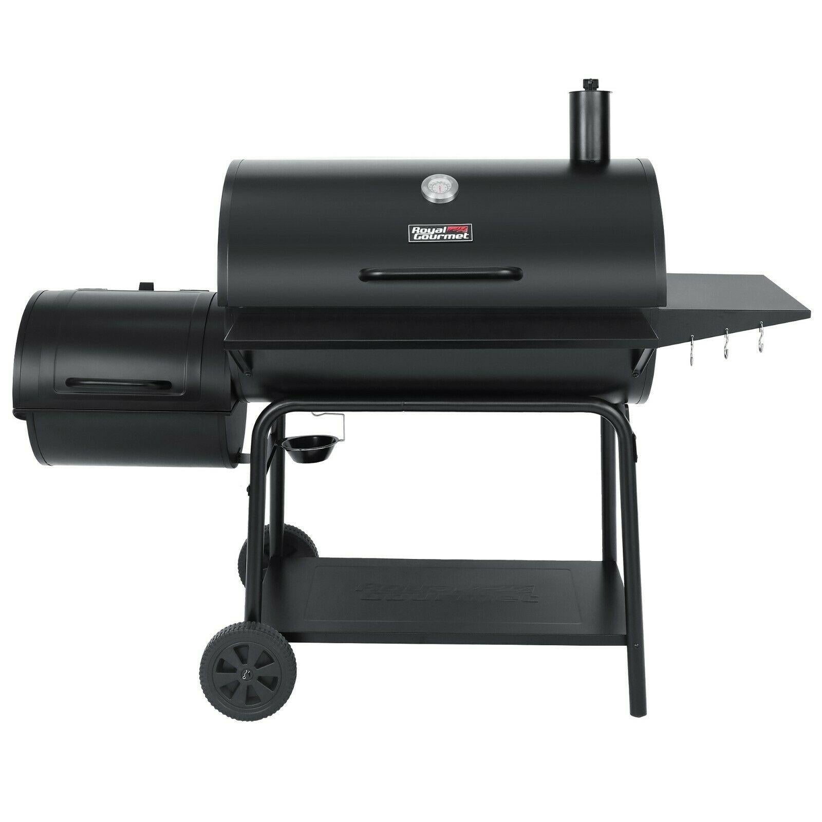 36IN Outdoor BBQ Barrel Charcoal Grill with Offset Smoker CC2036F