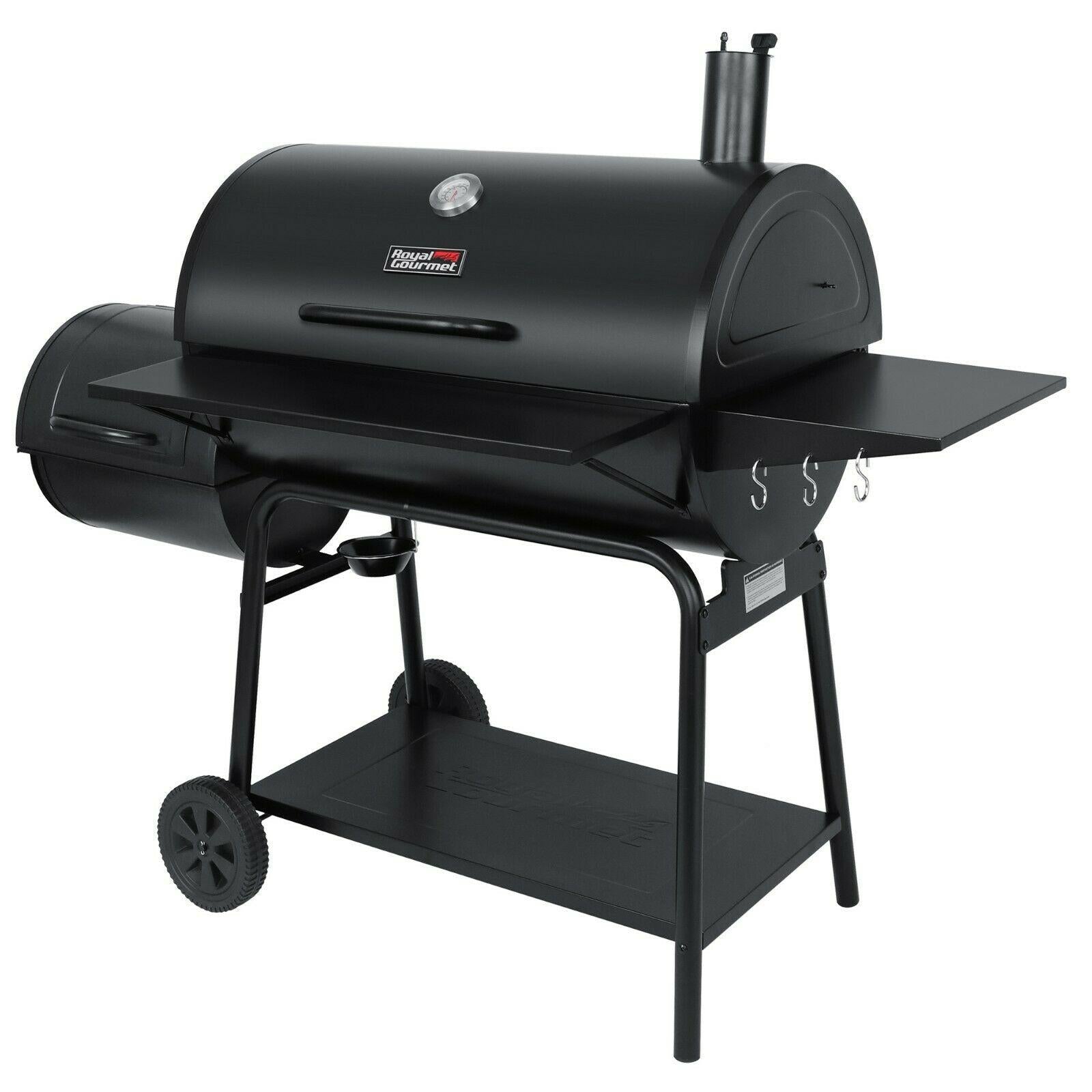 36IN Outdoor BBQ Barrel Charcoal Grill with Offset Smoker CC2036F
