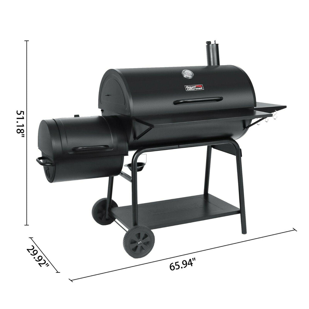 36IN Outdoor BBQ Barrel Charcoal Grill with Offset Smoker CC2036F